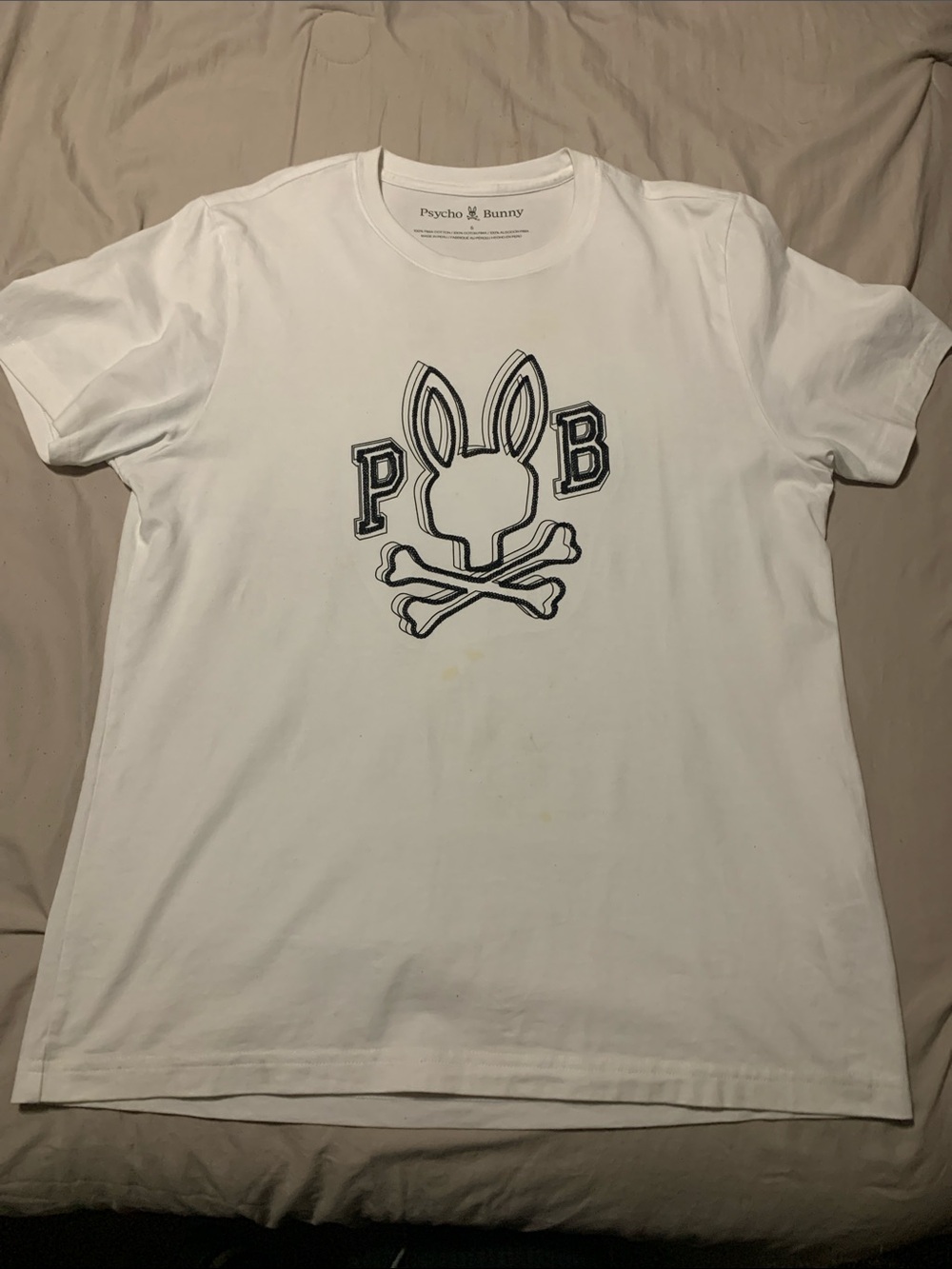 Psycho Bunny White T‑Shirt with Black Logo